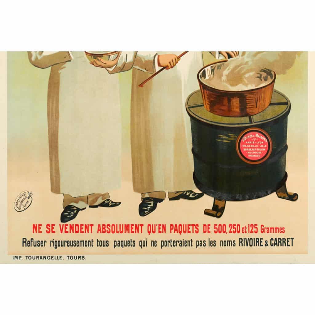 Affiche Art Nouveau Originale, Macaroni et Vermicelle, Rivoire et Carret, Pâtes, Spaghetti, Cuisine, Alimentation, Nourriture, Restaurant, Chef, Marmite, Casserole, Poêle, Lyon c.1900 6