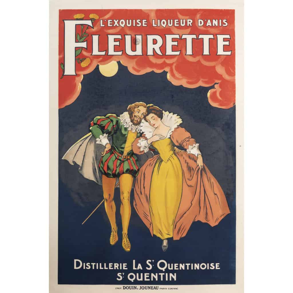 Affiche Originale, Fleurette, Liqueur d’Anis, Distillerie St Quentinoise, Anisette, Alcool, Apéritif, Boisson, Pastis, St Quentin, Henri IV, Roi, 1925 3