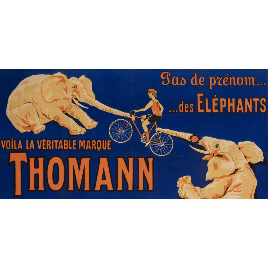 Affiche Originale, Thomann, Cycles, Motos, Cyclisme, Cycliste, Bicyclette, Vélo, Deux Roues, Coureur, Vélomoteurs, Motos, Motocycle, Mobylette, Bécane, Elephants, Nanterre, 1926 4