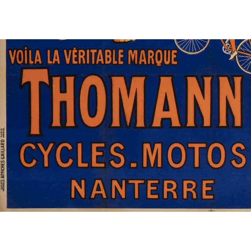 Affiche Originale, Thomann, Cycles, Motos, Cyclisme, Cycliste, Bicyclette, Vélo, Deux Roues, Coureur, Vélomoteurs, Motos, Motocycle, Mobylette, Bécane, Elephants, Nanterre, 1926 6
