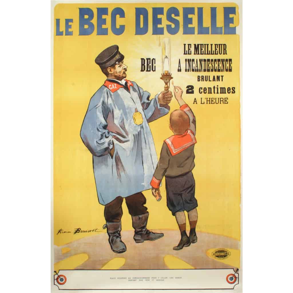 Affiche Originale, Firmin Bouisset, Bec Deselle, Bec à Incandescence, Lampe, Ampoule, Bougie, Lumière, Luminaire, Eclairage, Flamme, Feu, Brûler, Gaz, c.1900 3