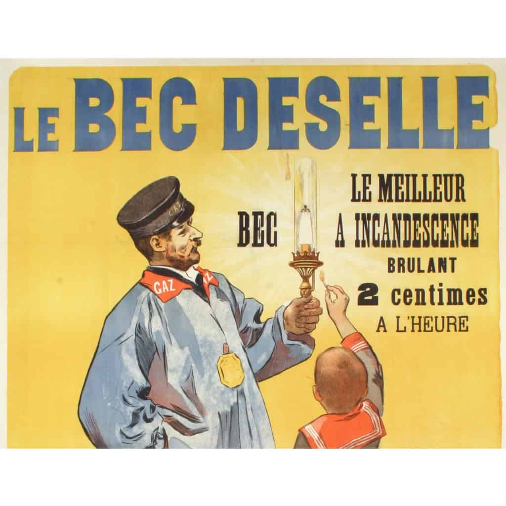 Affiche Originale, Firmin Bouisset, Bec Deselle, Bec à Incandescence, Lampe, Ampoule, Bougie, Lumière, Luminaire, Eclairage, Flamme, Feu, Brûler, Gaz, c.1900 5