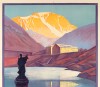 Affiche Art Déco Originale, Roger Broders, Col du Grand-Saint-Bernard, PLM, Suisse, Alpes, Mont-Blanc, Grand Combin, Chamonix, Montagne, Sommet, Glacier, Vallée, Lac, Tourisme, Voyage, Transport, Autocars, 1927 8