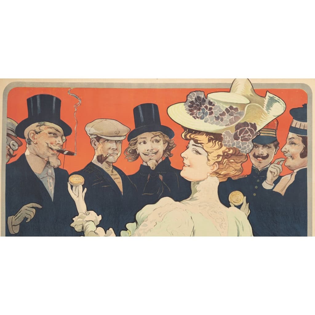 Affiche Originale, Francisco Tamagno, Cachou Lajaunie, Confiserie, Pastille, Bonbon, Réglisse, Menthe, Hygiène, Haleine, Fumeur, Femme, Gentleman, Chapeau, Boîte, c.1900 4