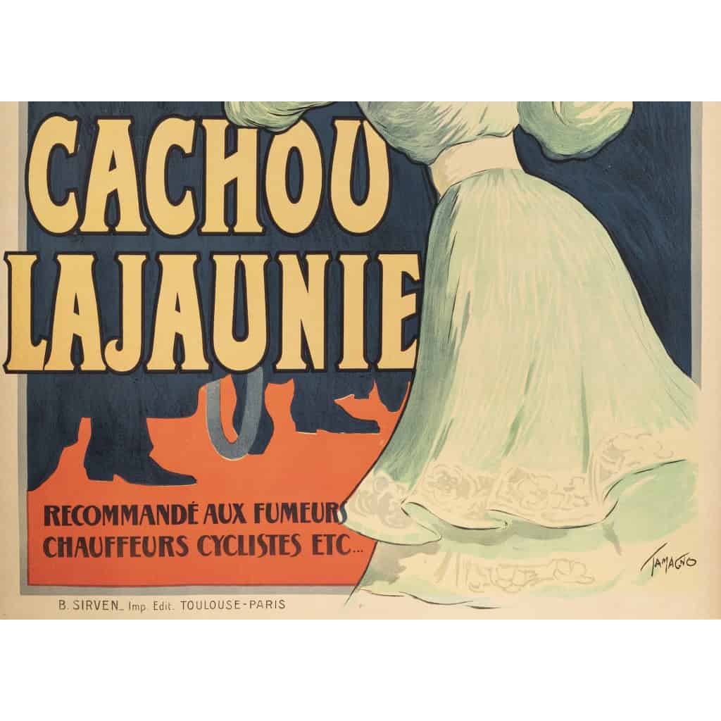 Affiche Originale, Francisco Tamagno, Cachou Lajaunie, Confiserie, Pastille, Bonbon, Réglisse, Menthe, Hygiène, Haleine, Fumeur, Femme, Gentleman, Chapeau, Boîte, c.1900 7