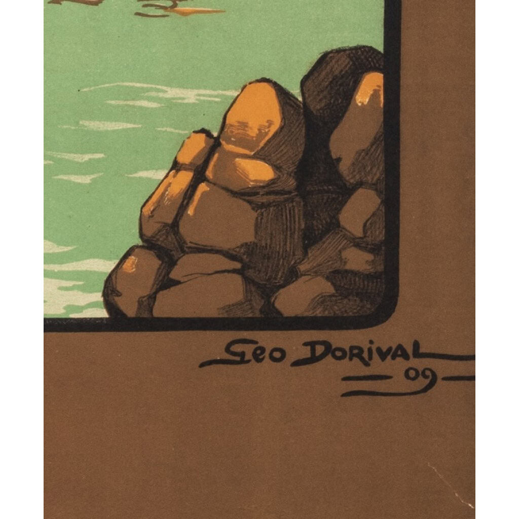 Affiche Tourisme Originale, Géo Dorival, Chemins de Fer, Transport, Voyage, Bretagne Pittoresque, Côtes du Nord, Trains, 1909 6