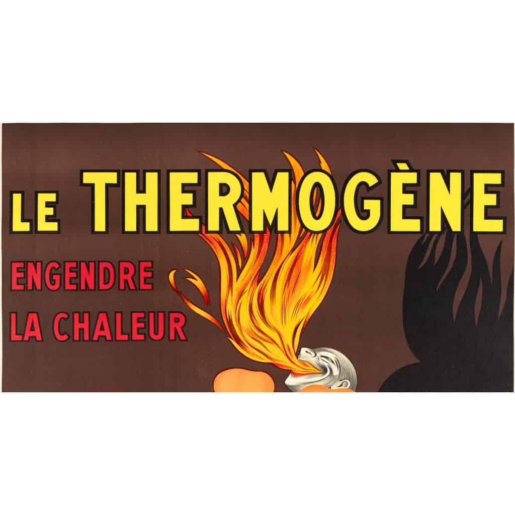 Affiche Originale, Leonetto Cappiello, Le Thermogène, Rhume, Toux, Rhumatismes, Flammes, Cracheur de Feu, Chaleur, Remède, Maladie, 1940 5