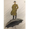 Affiche Originale, Leopoldo Metlicovitz, Impermeabili Moretti, Mode, Textile, Tissu, Veste, Couture, Homme, Gentleman, Imperméable, Parapluie, Pluie, Chapeau, c.1920 7