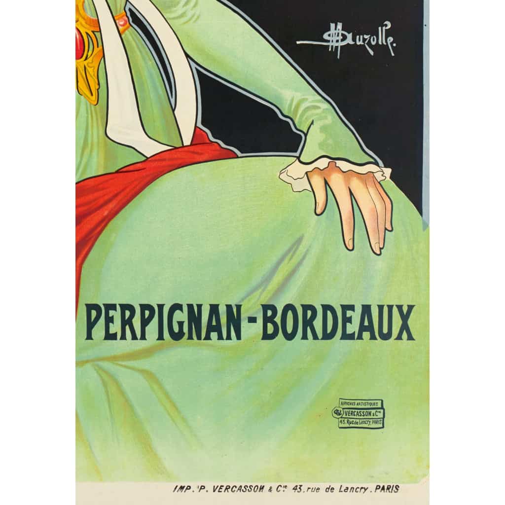 Affiche Art Nouveau Originale, Marcellin Auzolle, Banyuls Trilles, Quinquina, Apéritif, Distillerie, Alcool, Boisson, Bouteille, Verre, Spiritueux, Vin, Eau de Vie, Quinine, Perpignan, Bordeaux, c.1910 8