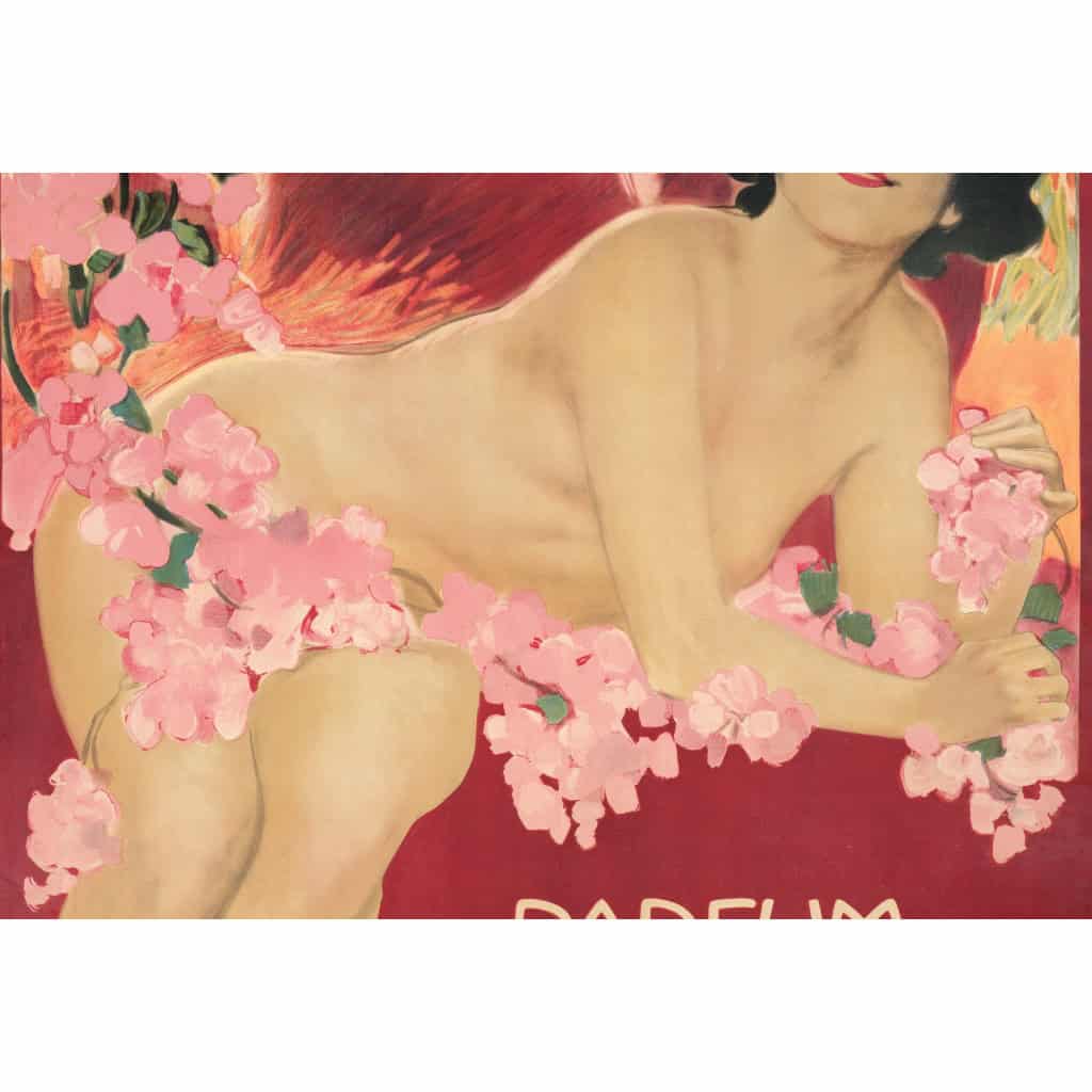 Affiche Art Nouveau Originale, Leopoldo Metlicovitz, Liane Fleurie, Sauzé Frères, Parfum, Parfumeur, Eau de Cologne, Eau de Toilette, Cosmétique, Senteur, Odeur, Arôme, Femme, Fleurs, Rose, Nu c.1910 7