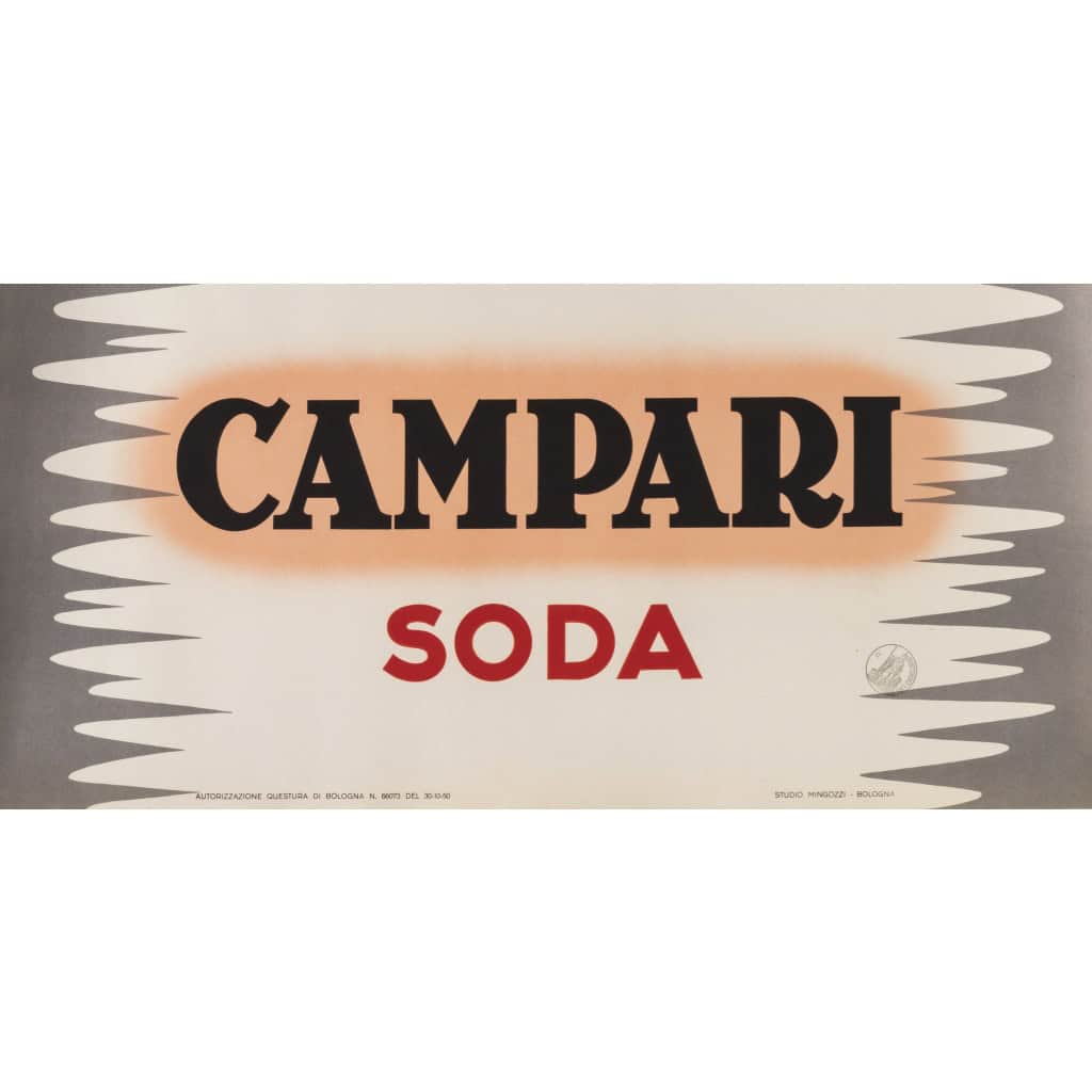 Affiche Originale, Giovanni Mingozzi, Campari Soda, Alcool, Liqueur, Apéritif, Bouteille, Boisson, Amaro, Orange, Italie, Milan, c.1950 5