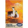 Affiche Tourisme Originale, Otto Nielsen, Amérique du Sud, SAS, Scandinavian Airlines System, Transport, Voyage, Aviation, Avion, Vol, Danemark, Lama, Montagne, 1960 7