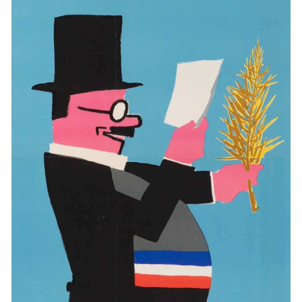 Affiche Originale, Paul Colin, Réfrigérateur, Bosch, Électroménager, Frigidaire, Frigo, Froid, Cuisine, Palme, 1963 4