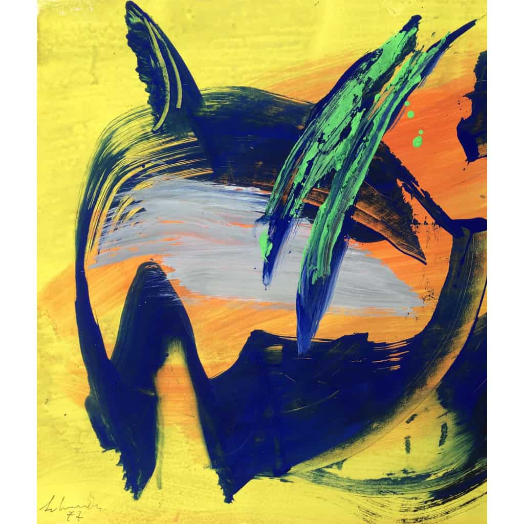 SCHNEIDER Gérard Sans Titre 1977 Acrylique Gouache Sur Papier Signé Daté 1977catalogue Raisonné 5