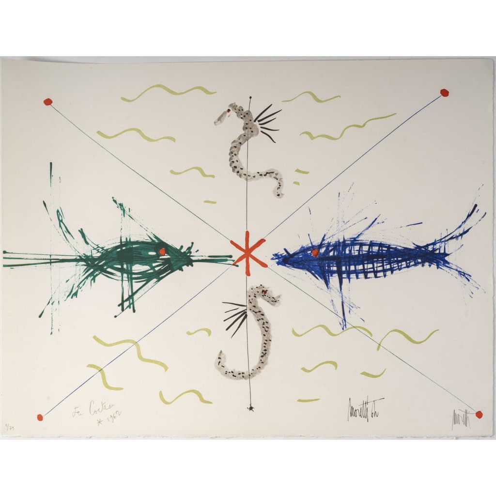 Lithographie originale par Raymond MORETTI et Jean COCTEAU 3