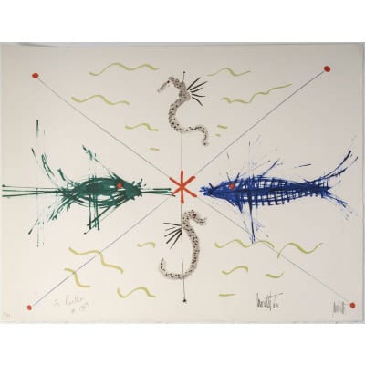Lithographie originale par Raymond MORETTI et Jean COCTEAU