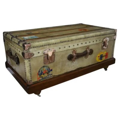 Malle Moynat des années 1920 en velin beige, Malle Moynat cabine de 100cm
