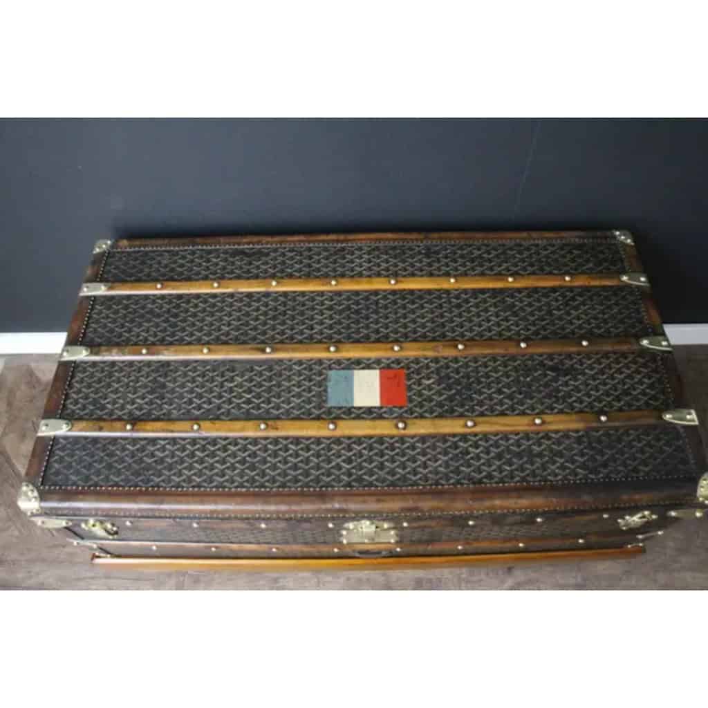 Malle Goyard cabine 110 cm en toile a chevrons 14