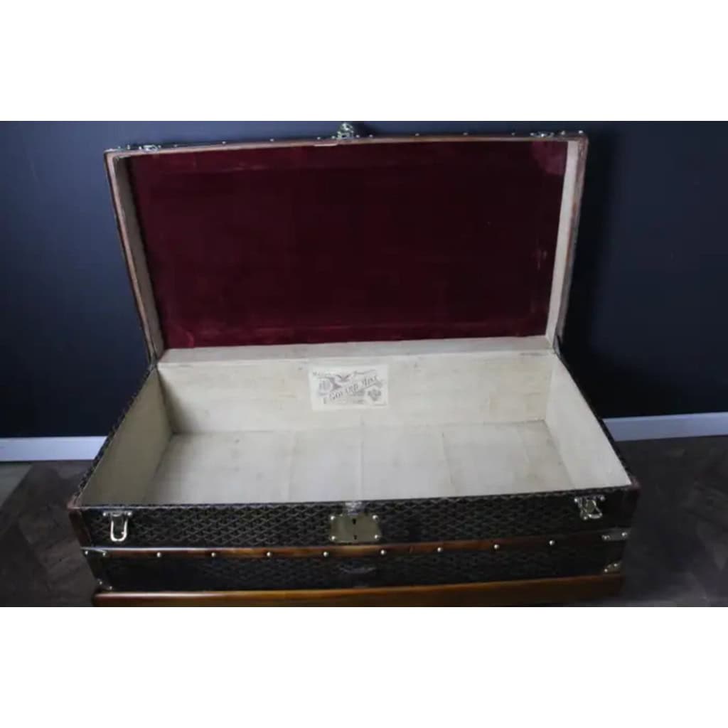 Malle Goyard cabine 110 cm en toile a chevrons 15