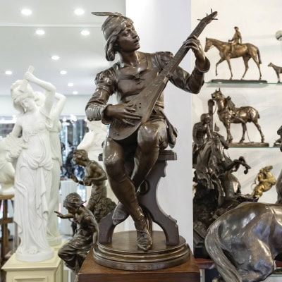 Sculpture – Oysel Le Troubadour , Émile Boisseau (1842-1923) – Bronze