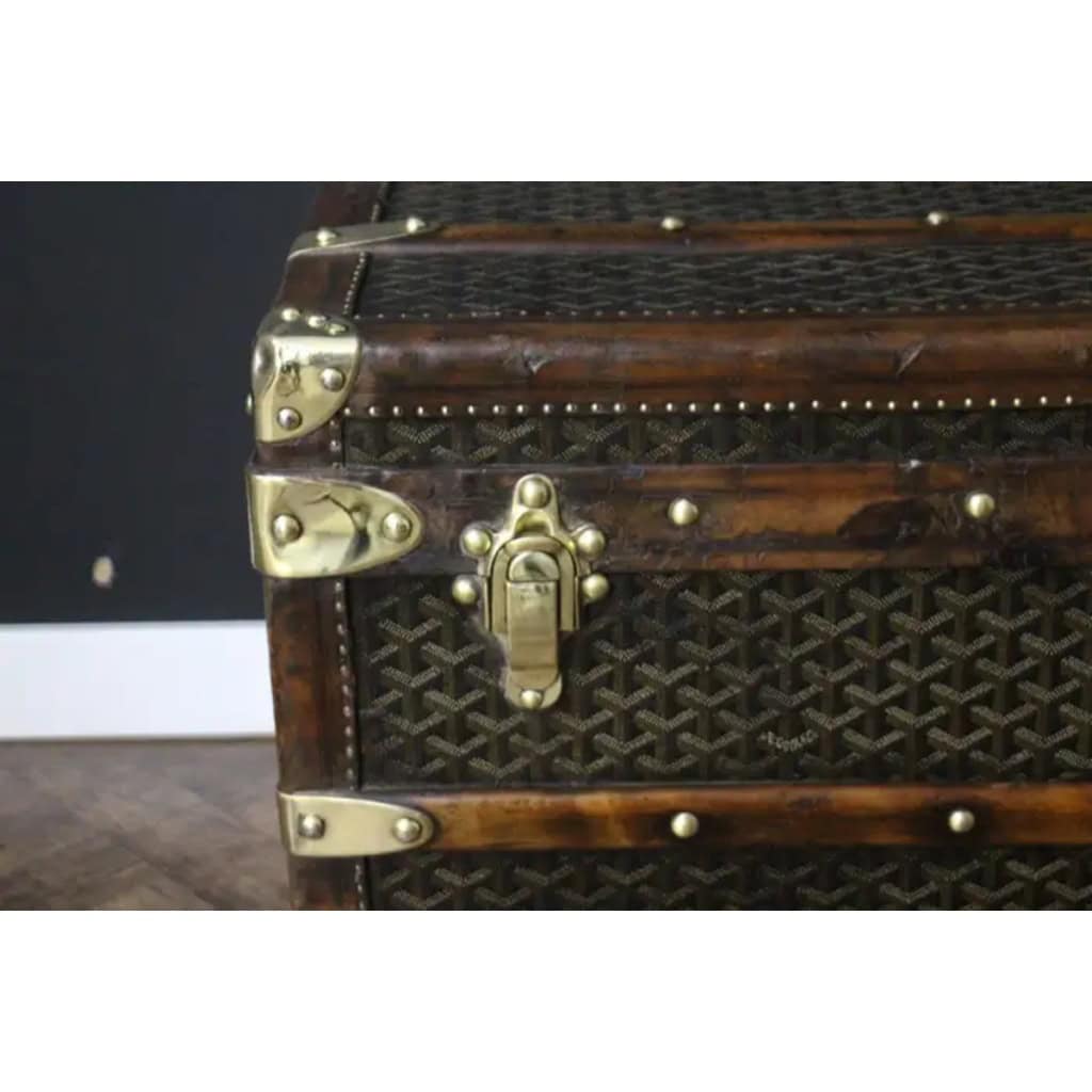 Malle Goyard cabine 110 cm en toile a chevrons 5