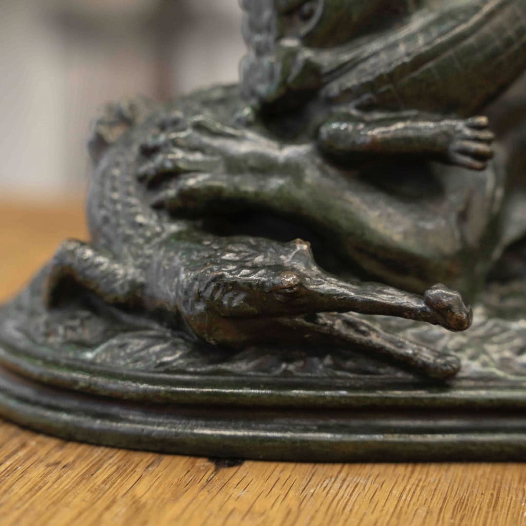 Sculpture – Tiger Devouring a Gharial, Antoine – Louis Barye (1795-1875) – Bronze 6
