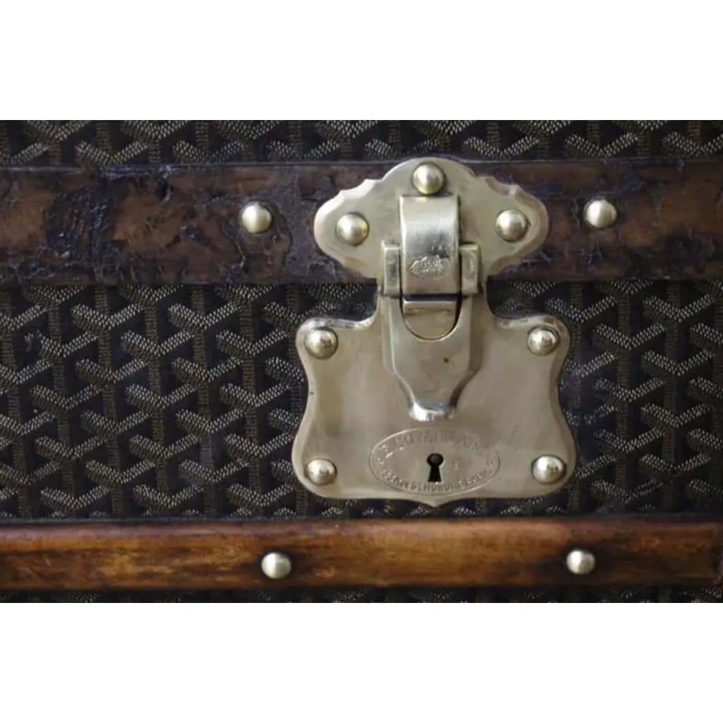 Malle Goyard cabine 110 cm en toile a chevrons 6