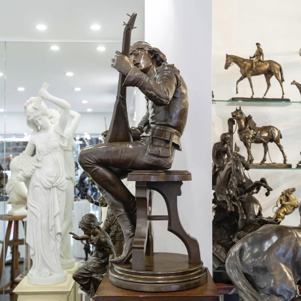 Sculpture – Oysel Le Troubadour , Émile Boisseau (1842-1923) – Bronze 4