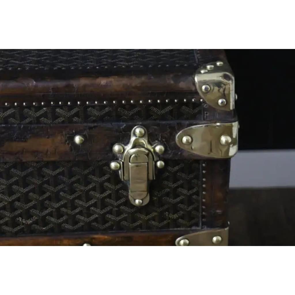 Malle Goyard cabine 110 cm en toile a chevrons 8