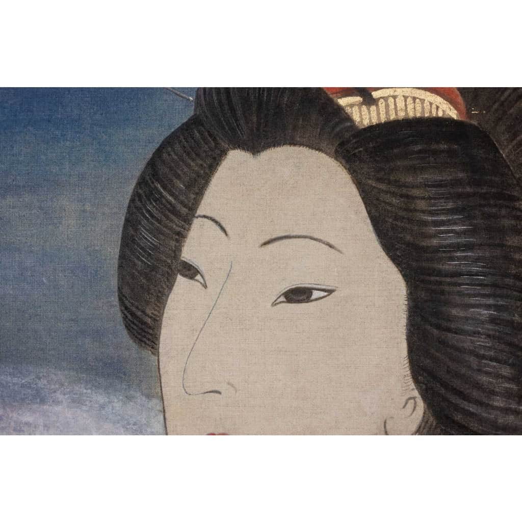 Toile peinte représentant un personnage de style asiatique. Contemporain. LS6342B675H 4