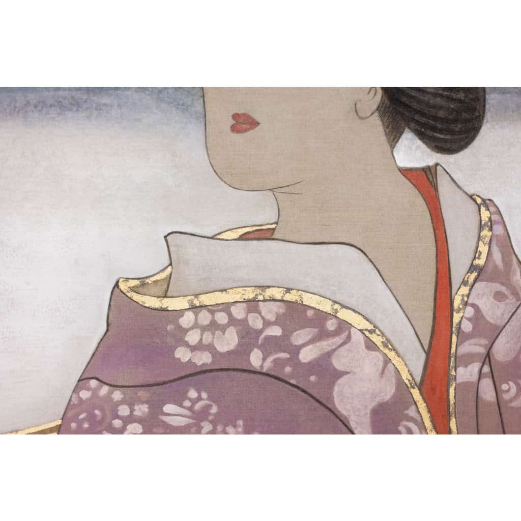 Toile peinte représentant un personnage de style asiatique. Contemporain. LS6342B675H 8