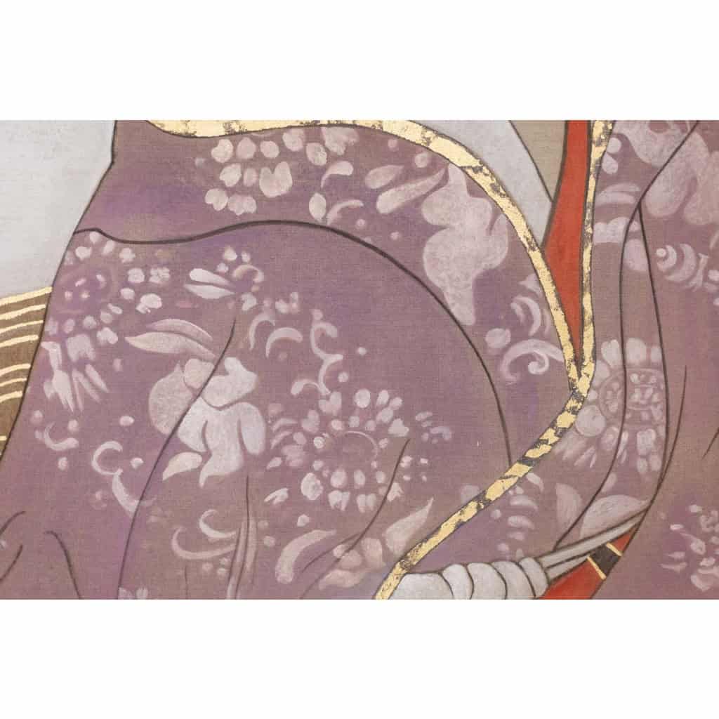 Toile peinte représentant un personnage de style asiatique. Contemporain. LS6342B675H 9