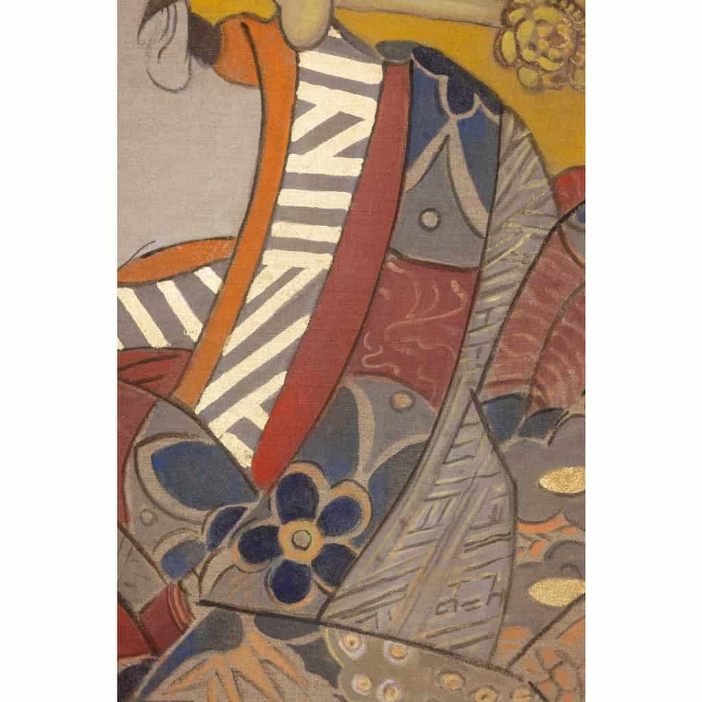 Toile peinte représentant une japonaise. Travail contemporain. LS6342676/1 6