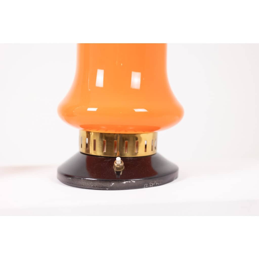 Pair of orange glass lamps. 1970s. LS6353387A 10