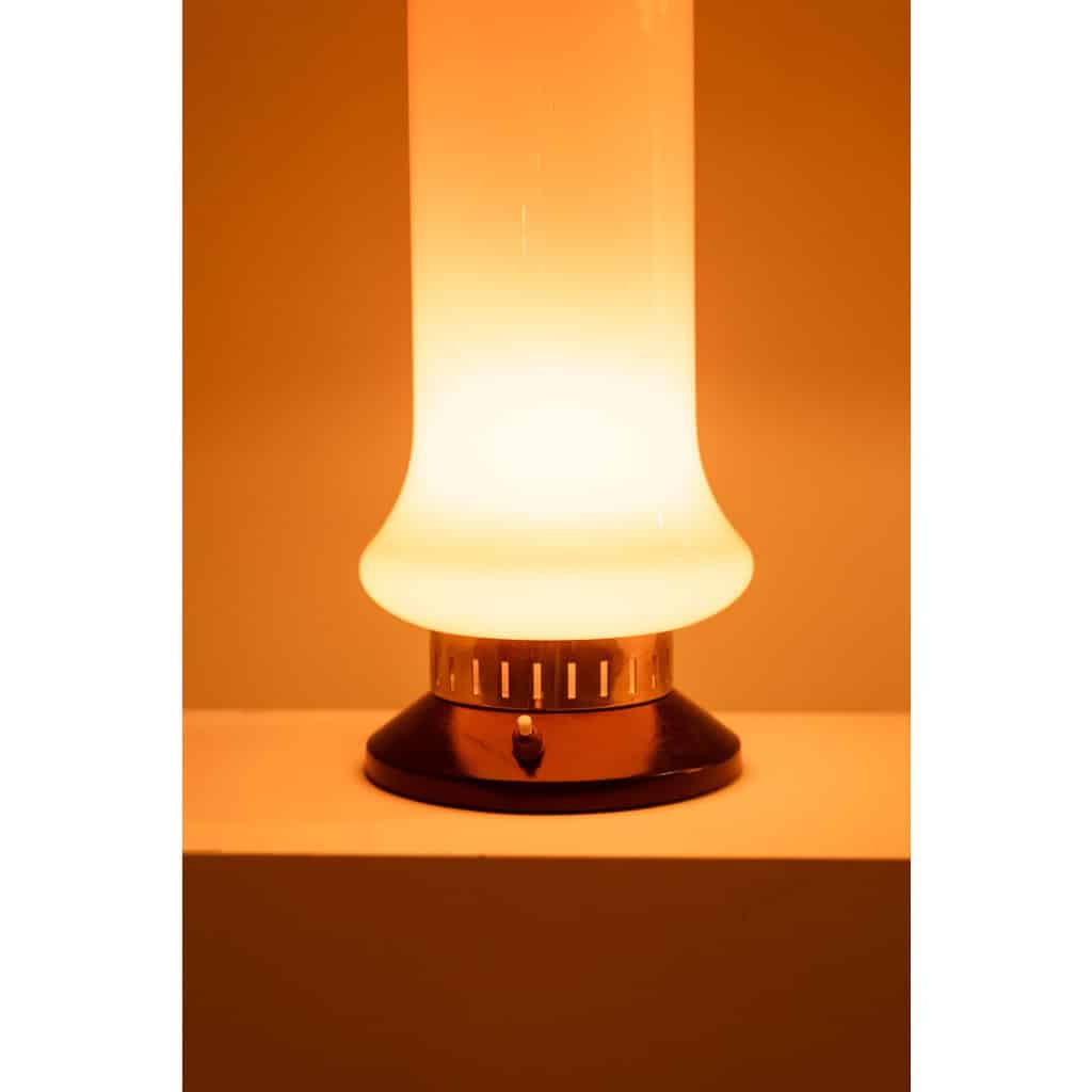 Pair of orange glass lamps. 1970s. LS6353387A 12