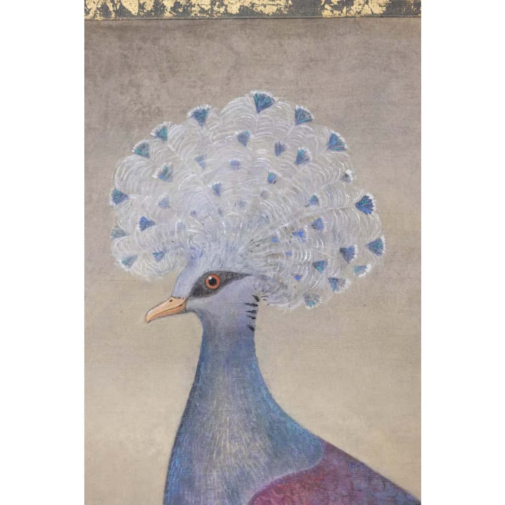 Toile peinte représentant un pigeon huppé. Contemporain. LS6340406A 4