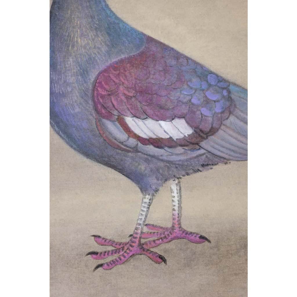 Toile peinte représentant un pigeon huppé. Contemporain. LS6340406A 5