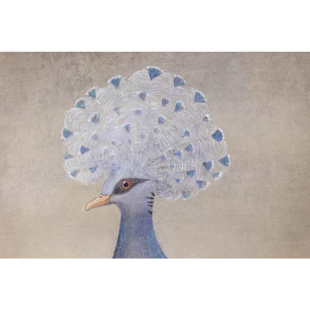 Toile peinte représentant un pigeon huppé. Contemporain. LS6340406A 8