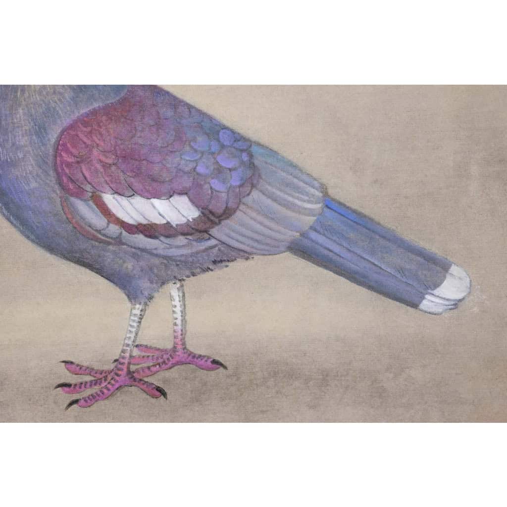Toile peinte représentant un pigeon huppé. Contemporain. LS6340406A 7