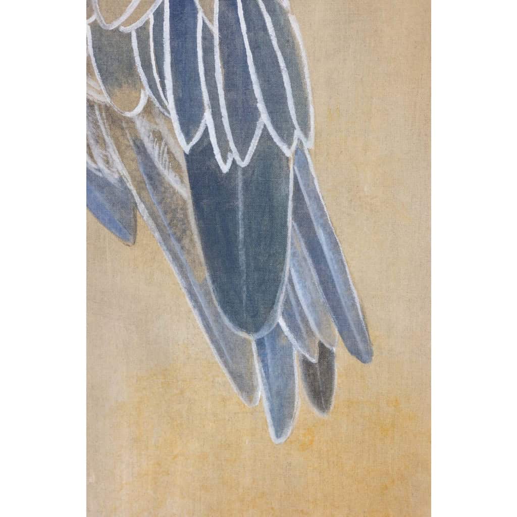 Toile peinte représentant un bec-en-sabot du Nil. Contemporain. LS6347908M 6