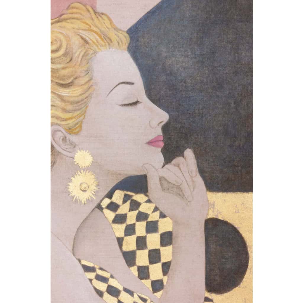 Toile peinte représentant une élégante style années 1950. Contemporain. LS6438A678P 6