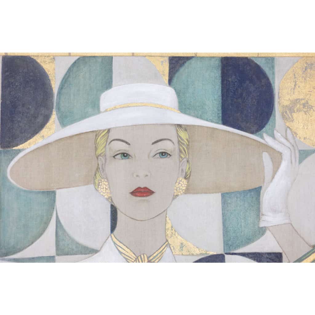 Toile peinte représentant une élégante années 1950. Contemporain. LS6438B678P 4