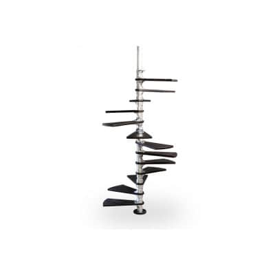 Roger Tallon. Escalier en colimaçon en aluminium et acajou. Circa 1970. LS64143509M 3