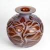 1926 René Lalique – Vase Sophora Verre Rouge Ambré Patiné Blanc 12