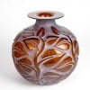 1926 René Lalique – Vase Sophora Verre Rouge Ambré Patiné Blanc 13