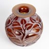 1926 René Lalique – Vase Sophora Verre Rouge Ambré Patiné Blanc 14