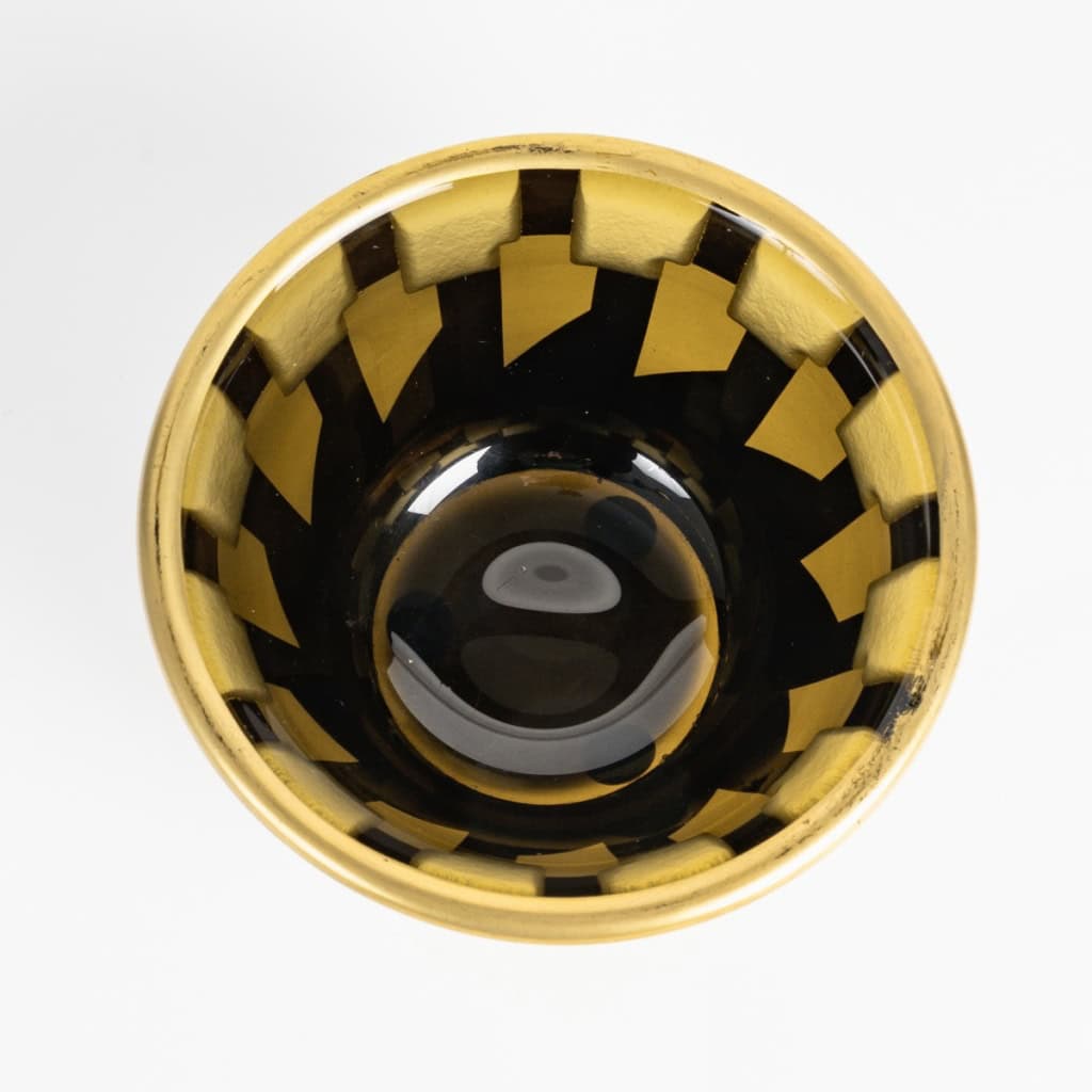 1930 Jean Luce – Coupe Art Deco Moderniste Verre Blanc Emaillé Or 7