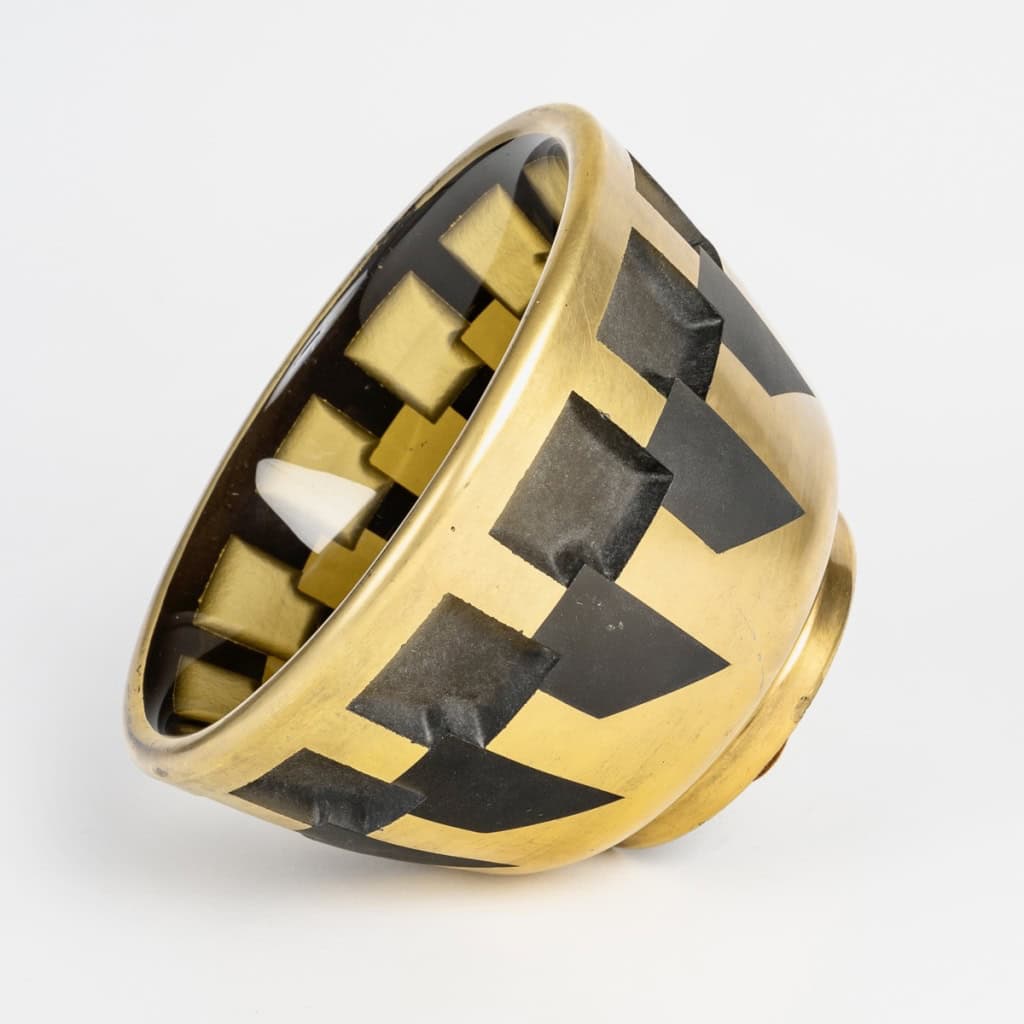 1930 Jean Luce – Coupe Art Deco Moderniste Verre Blanc Emaillé Or 5