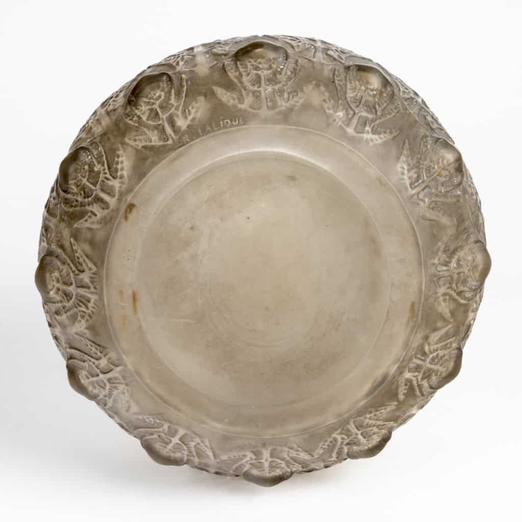 1912 René Lalique – Vase Fougères Verre Blanc Patiné Gris 8