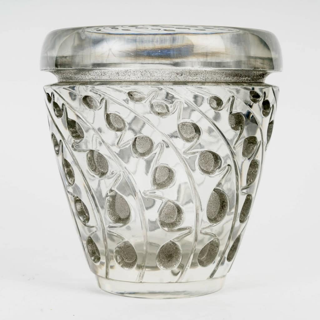 1934 René Lalique – Vase Lemna Verre Blanc Patiné Gris 3